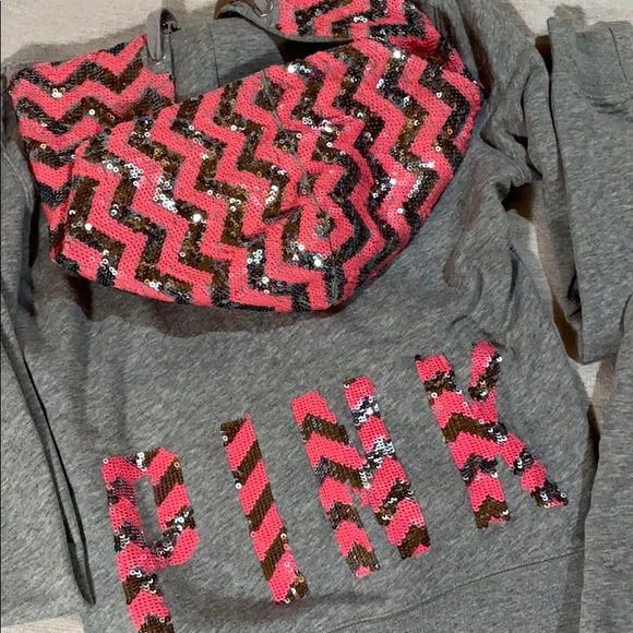 VS PINK Chevron Sequin Sweatshirt & Pant Set - Picture 2 of 9